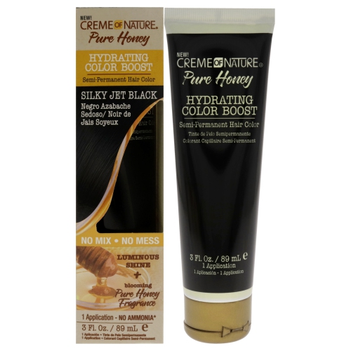 Colorant capillaire semi-permanent hydrate Colour Boost de Pure Honey - Noir jais soyeux par Creme of nature pour unisexe - colorant capillaire 3 oz