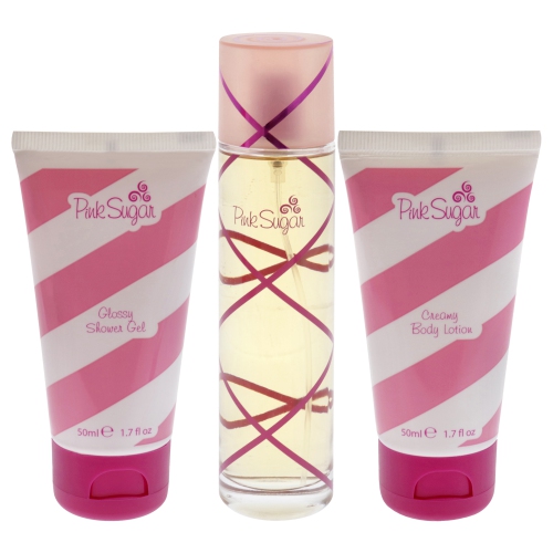 Pink Sugar Candy Magic by Aquolina for Women - 3 Pc Gift Set 3.4oz EDT Spray, 1.7oz Glossy Shower Gel, 1.7oz Creamy Body Lotion