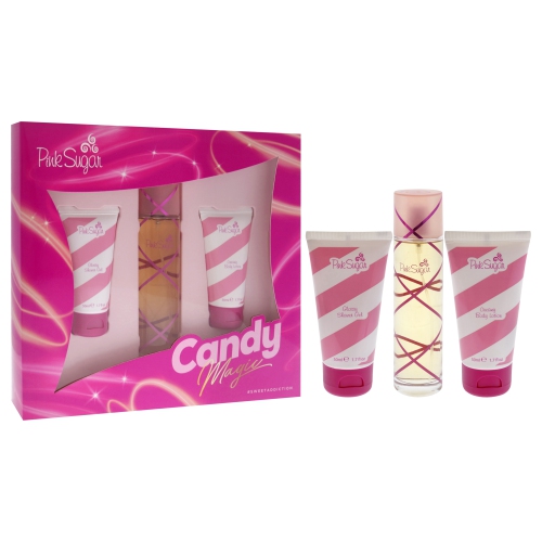 Pink Sugar Candy Magic by Aquolina for Women - 3 Pc Gift Set 3.4oz EDT Spray, 1.7oz Glossy Shower Gel, 1.7oz Creamy Body Lotion
