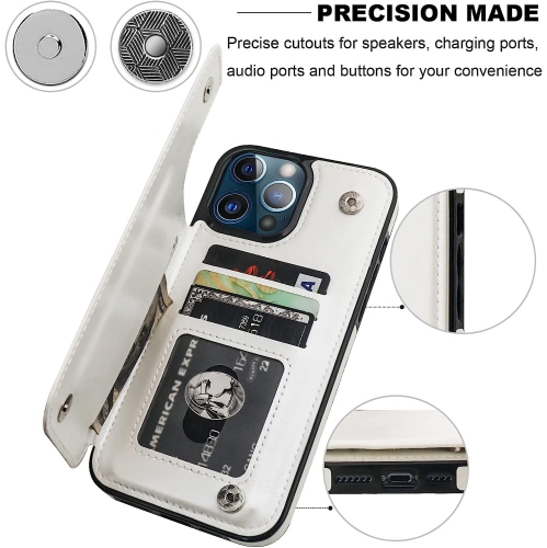 TEDLIN Leather Wallet Case For iPhone 13 PRO MAX Case with Card Holder PU Leather Kickstand Card Slots Case Double Magnetic Clasp and Durable