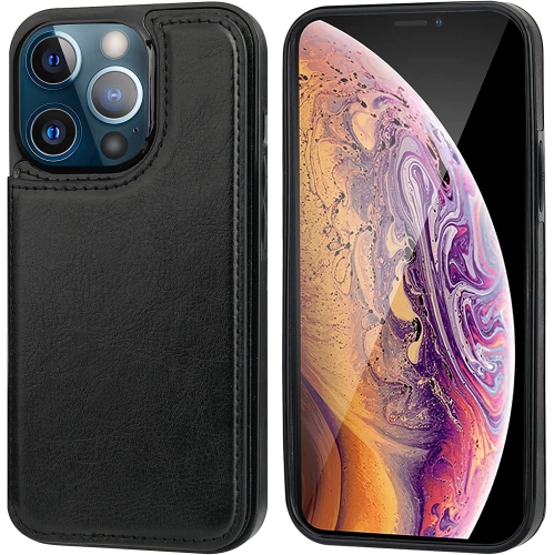 TEDLIN Leather Wallet Case For iPhone 13 PRO MAX Case with Card Holder PU Leather Kickstand Card Slots Case Double Magnetic Clasp and Durable