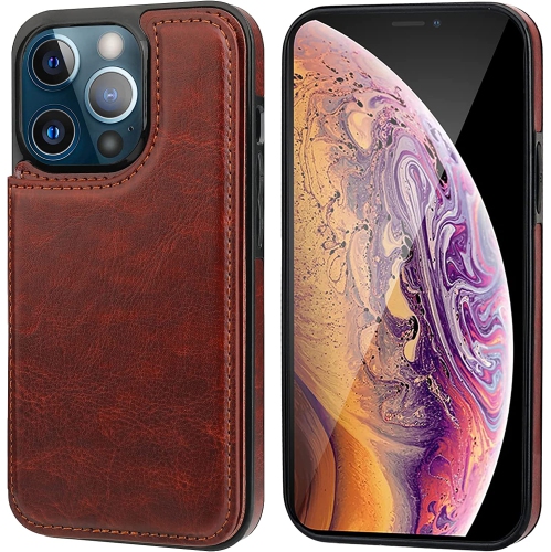TEDLIN Leather Wallet Case For iPhone 13 PRO MAX Case with Card Holder PU Leather Kickstand Card Slots Case Double Magnetic Clasp and Durable