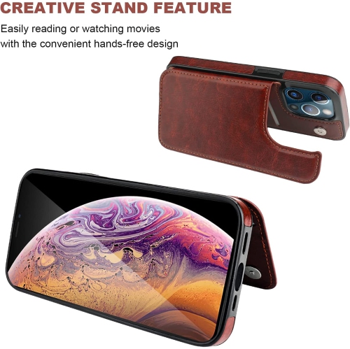 TEDLIN Leather Wallet Case For iPhone 13 PRO MAX Case with Card Holder PU Leather Kickstand Card Slots Case Double Magnetic Clasp and Durable