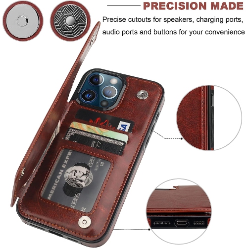 TEDLIN Leather Wallet Case For iPhone 13 PRO MAX Case with Card Holder PU Leather Kickstand Card Slots Case Double Magnetic Clasp and Durable