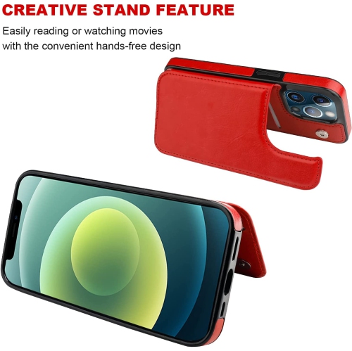 TEDLIN Leather Wallet Case For iPhone 13 PRO MAX Case with Card Holder PU Leather Kickstand Card Slots Case Double Magnetic Clasp and Durable