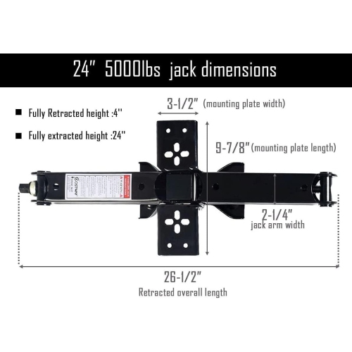 2 Pack Combo - 5000lbs Rv Stabilizer Scissor Jack Combo Pack - 24" W/Socket - 64280