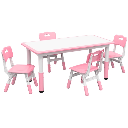 Qaba Kids Table en bois et 2 chaises Table à manger pour enfants