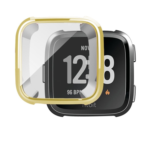 Soft TPU Plated Screen Protector Cover Case Scratch-Proof All-Around Protective Bumper Shell Compatible with Fitbit Versa Smartwatch Accessories