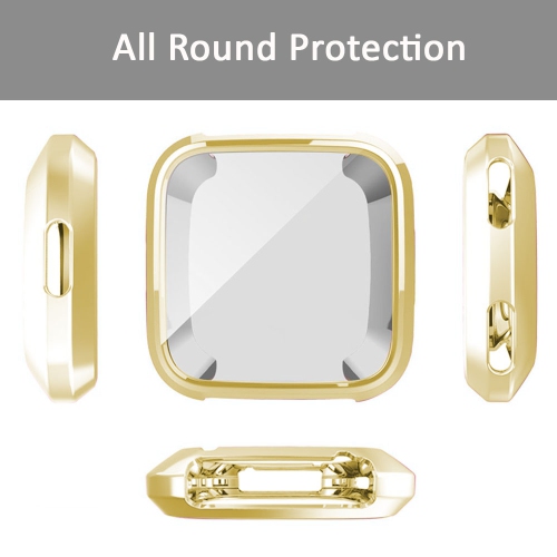Soft TPU Plated Screen Protector Cover Case Scratch-Proof All-Around Protective Bumper Shell Compatible with Fitbit Versa Smartwatch Accessories