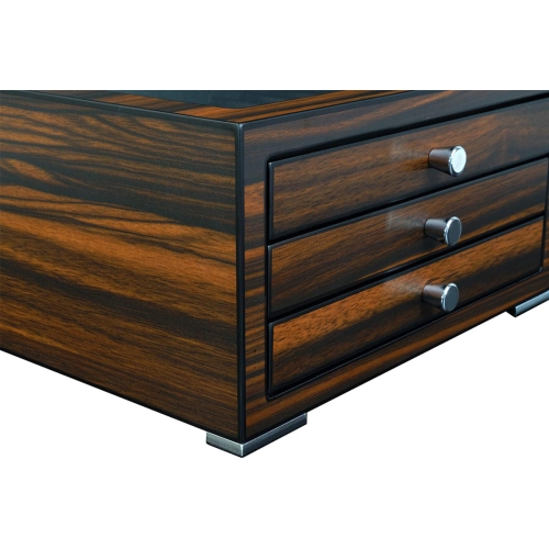 Arolly 3-Drawers with 24 Slots Pencil Fountain Pen Ebony Wood Display Case Holder Storage Organizer with Glass Top Lid