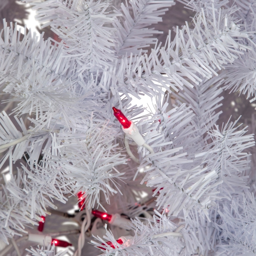 Arbre de Noël en épinette blanche de Genève mince illuminée, 6,5 pi, lumières roses
