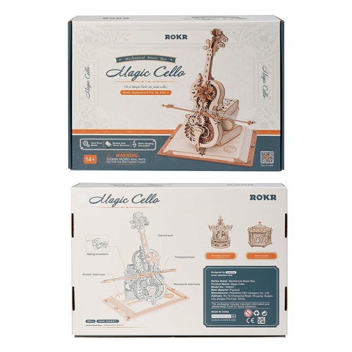 Mind Games 3D Wooden Puzzle Music Box Magic Cello Model Kit for Adults Wooden Craft Puzzle for Teens for Kids