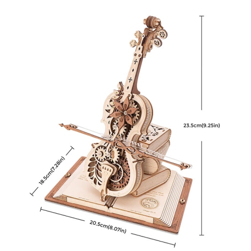Mind Games 3D Wooden Puzzle Music Box Magic Cello Model Kit for Adults Wooden Craft Puzzle for Teens for Kids
