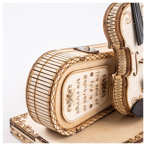 Mind Games 3D Wooden Puzzle Instrument Violin for Adults, Wooden Music Box Magic Cello Model Kits, Valentine's Day