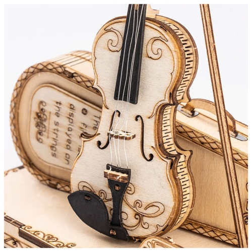 Mind Games 3D Wooden Puzzle Instrument Violin for Adults, Wooden Music Box Magic Cello Model Kits, Valentine's Day