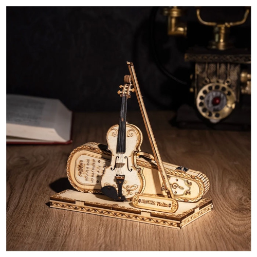 Mind Games 3D Wooden Puzzle Instrument Violin for Adults, Wooden Music Box Magic Cello Model Kits, Valentine's Day