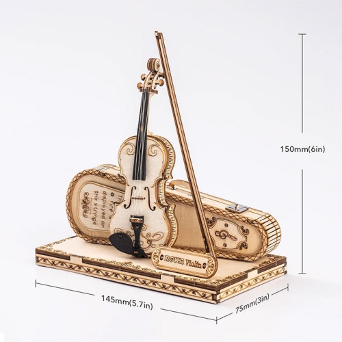 Mind Games 3D Wooden Puzzle Instrument Violin for Adults, Wooden Music Box Magic Cello Model Kits, Valentine's Day