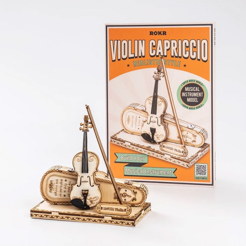 Mind Games 3D Wooden Puzzle Instrument Violin for Adults, Wooden Music Box Magic Cello Model Kits, Valentine's Day