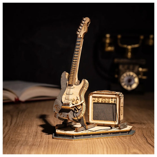 DIY Wood Craft Building Kit - Electric Guitar 3D Wooden Puzzle Arts & Craft Set