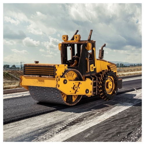 Mind Games 3D Wooden Puzzle Road Roller Model Kit for Adults Wooden Craft Puzzle for Teens for Kids