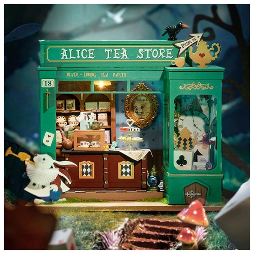 Casse-tête en bois de 3D pièces du magasin de thé Alice de Mind Games pour adultes Casse-tête en bois pour adolescents pour enfants