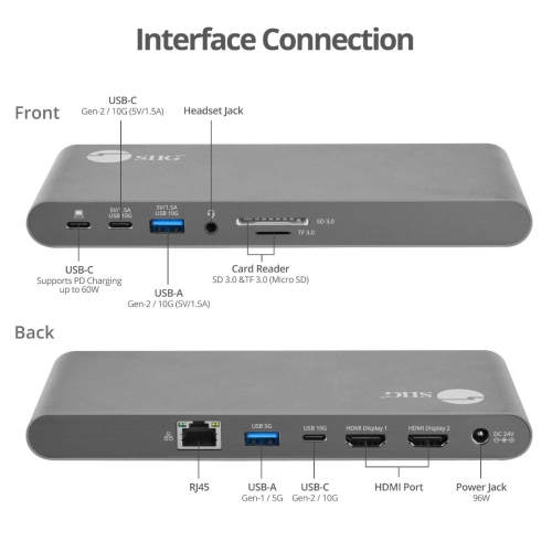 SIIG JU-DK0N11-S1 USB-C Dual Video MST Docking Station