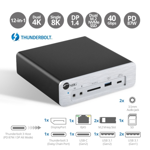 SIIG  Ju-Dk0K11-S1 Thunderbolt 3 Dp 1.4 Docking Station