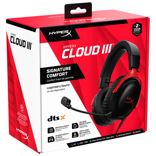Image 9 of 10.. HyperX Cloud III Gaming Headset - Black/Red