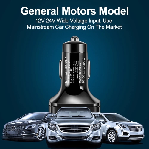 2 PACK of TEDLIN USB PD 4 ports Car Charger Type C Fast Charging Mobile Phone Charger for Car USB C Quick Charge 3.0 Tablet Car Lighter Chargers QC