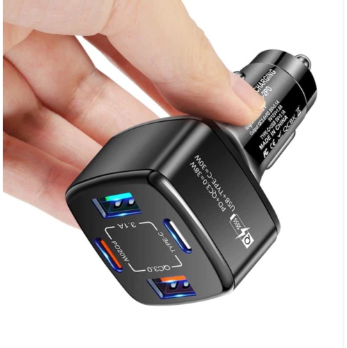 2 PACK of TEDLIN USB PD 4 ports Car Charger Type C Fast Charging Mobile Phone Charger for Car USB C Quick Charge 3.0 Tablet Car Lighter Chargers QC