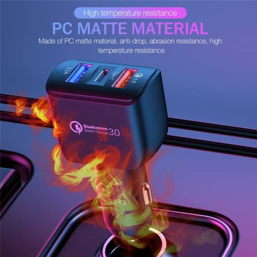 2 chargeur pour l'auto à 3 ports USB QC3,0 chargeur pour l'auto à chargement rapide 5&nbsp;V 3,1A chargeur pour l'auto à deux ports USB de type C