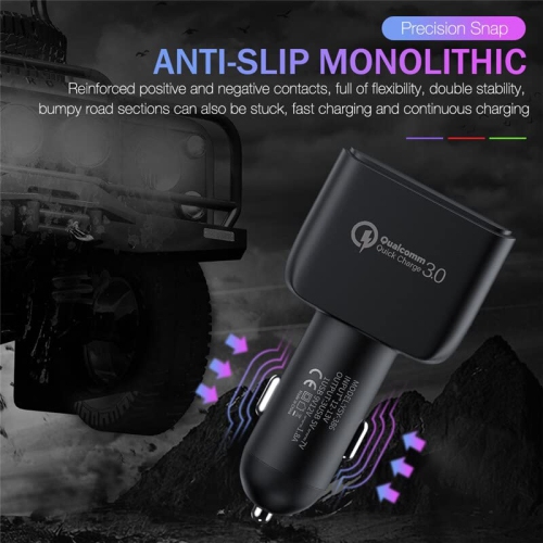 2 chargeur pour l'auto à 3 ports USB QC3,0 chargeur pour l'auto à chargement rapide 5&nbsp;V 3,1A chargeur pour l'auto à deux ports USB de type C