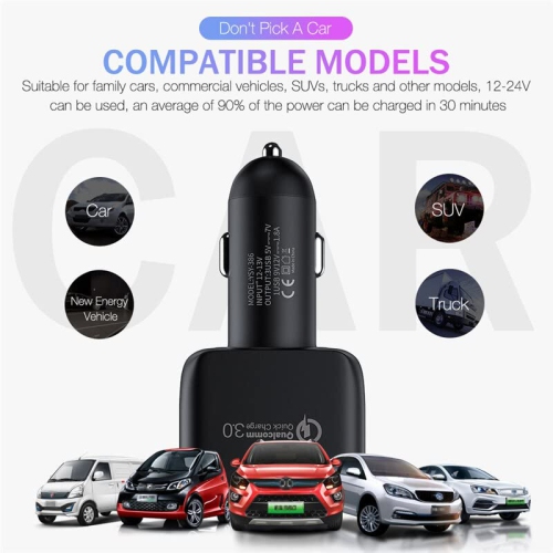 2 chargeur pour l'auto à 3 ports USB QC3,0 chargeur pour l'auto à chargement rapide 5&nbsp;V 3,1A chargeur pour l'auto à deux ports USB de type C