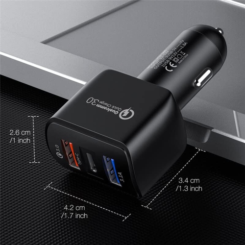 2 chargeur pour l'auto à 3 ports USB QC3,0 chargeur pour l'auto à chargement rapide 5&nbsp;V 3,1A chargeur pour l'auto à deux ports USB de type C