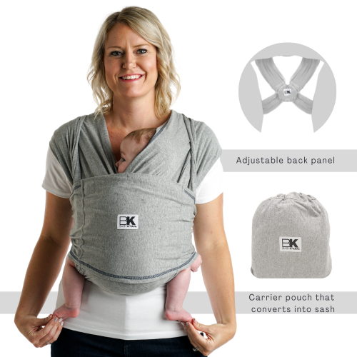 Baby K'tan Pre-Wrapped Ready To Wear Baby Wrap Carrier Heather Grey Large