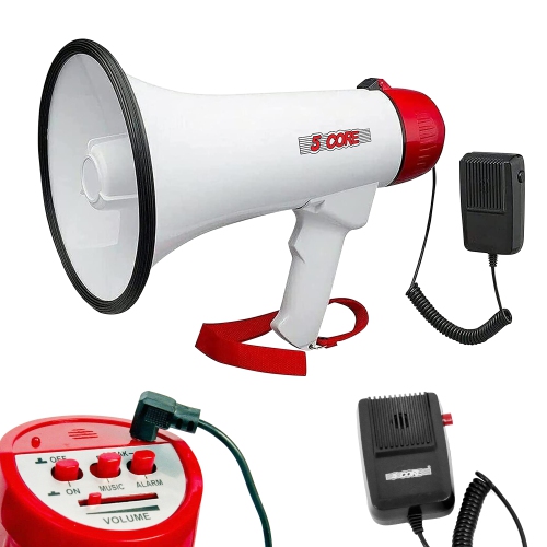 Megaphone Speaker Portable • 40W Bullhorn w Siren • Adjustable