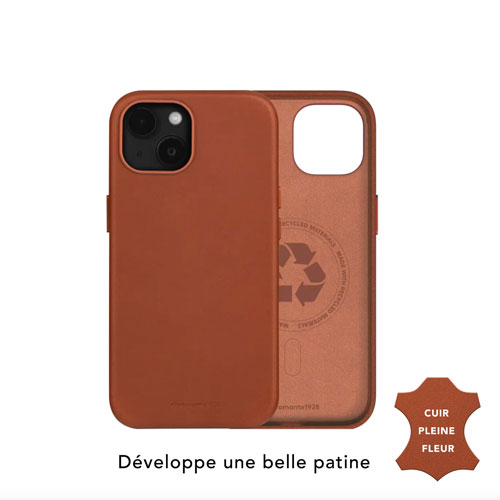Dbramante1928 Roskilde Full Grain Leather Fitted Hard Shell Case with MagSafe for iPhone 15 - Tan