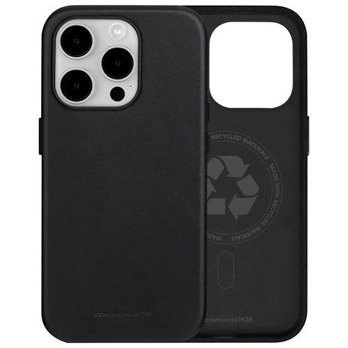 Dbramante1928 Roskilde Full Grain Leather Fitted Hard Shell Case with MagSafe for iPhone 15 Pro - Black