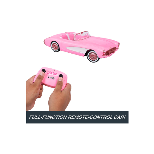 Hot Wheels RC Barbie Corvette, Battery-Operated Remote-Control Toy Car from Barbie The Movie