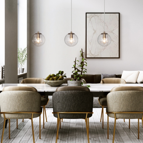 Modern Globe Kitchen Island Pendant Light, 1-Light Gold with Seeded Globe Glass Modern/Contemporary Seeded Glass Globe LED Mini Hanging Pendant Light