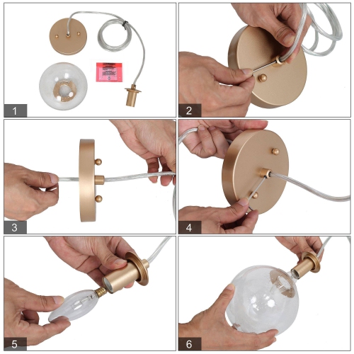 Modern Globe Kitchen Island Pendant Light, 1-Light Gold with Seeded Globe Glass Modern/Contemporary Seeded Glass Globe LED Mini Hanging Pendant Light