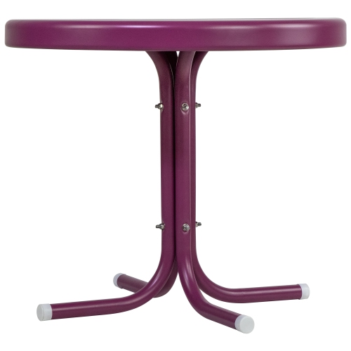 Table d'appoint en acier tulipe rétro d'extérieur de 22 po, violet