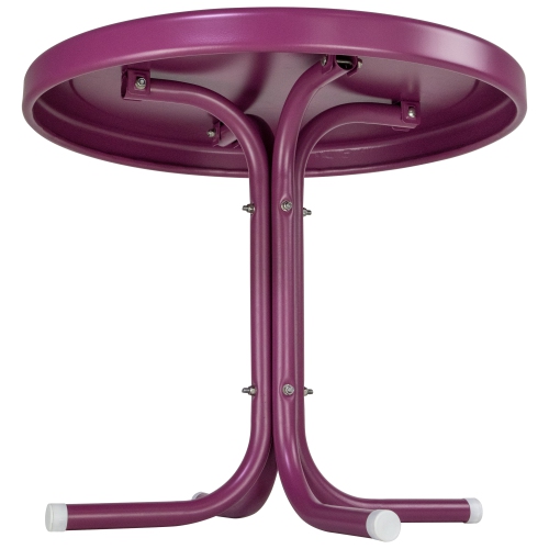 Table d'appoint en acier tulipe rétro d'extérieur de 22 po, violet