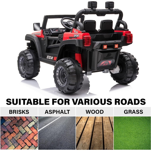 12V Jeep with Angry Face Grill Kids Ride On Car Toy with Lights and Remote Control