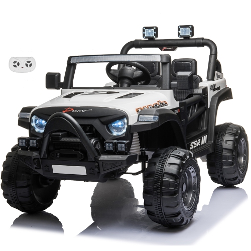 VOLTZ TOYS  12V Jeep With Angry Face Grill Kids Ride On Car Toy With Lights And Remote Control