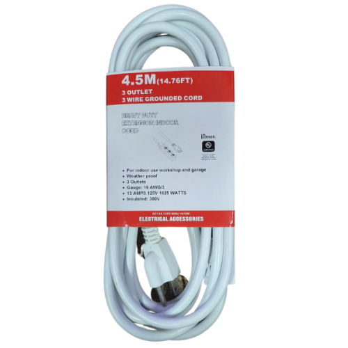 WE-O-33-4.5HD 4.5m Electrical Ext Cord W/3 Outlets