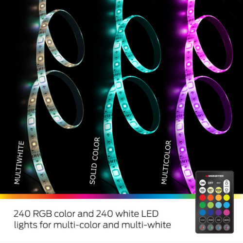 Monster MLB7-2049-RGB 32.8ft Sound-Reactive RGB LED Light Strip,