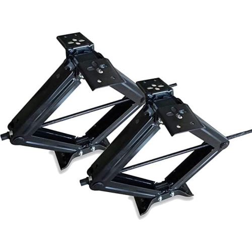 2 Pack of 2 1/4 Ton RV Stabilizer Scissor Jacks, Low Profile Grade 8 Screw Drive, Universal Bolt Plate. With Mounting Screws and Sockets - 64280