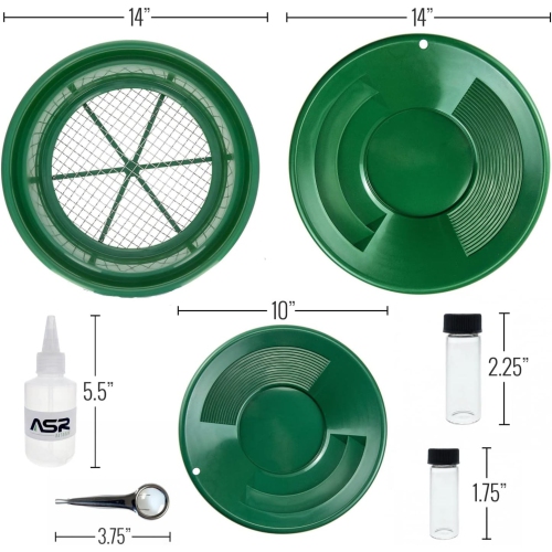 7PC Kit de panage or 1/4 système de classification en filet, moules en or vert de 14 et 10 po, 2 flacons, flacon Sniffer, pinces avec loupe
