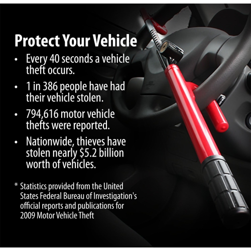 Anti-Theft Car Steering Wheel Lock Bar Auto Steering Wheel Security Lock for Cars, Pickup Trucks, Minivans & SUVs
